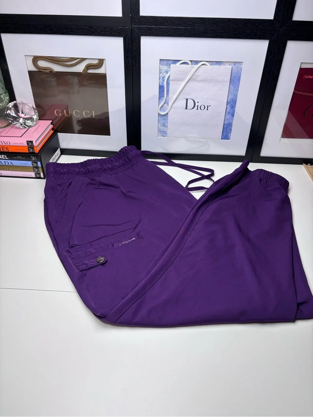 Healing Hands HH Works Women’s Renee Jogger Purple Scrub Pants EUC Size 2X